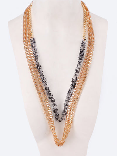 Fluffy Womens Contrast Chain Layered Necklace