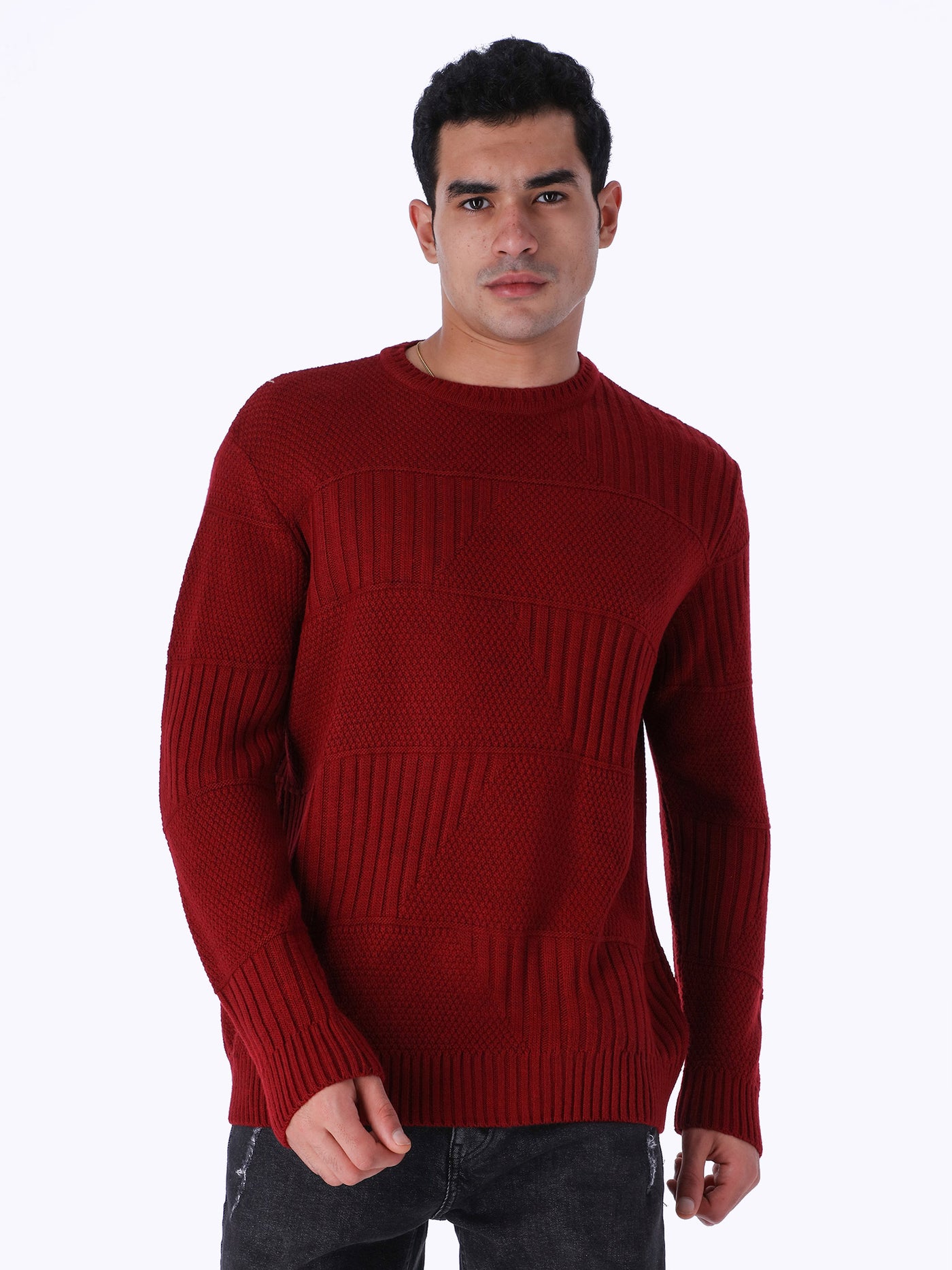 OR Mens Textured Crew Neck Sweater