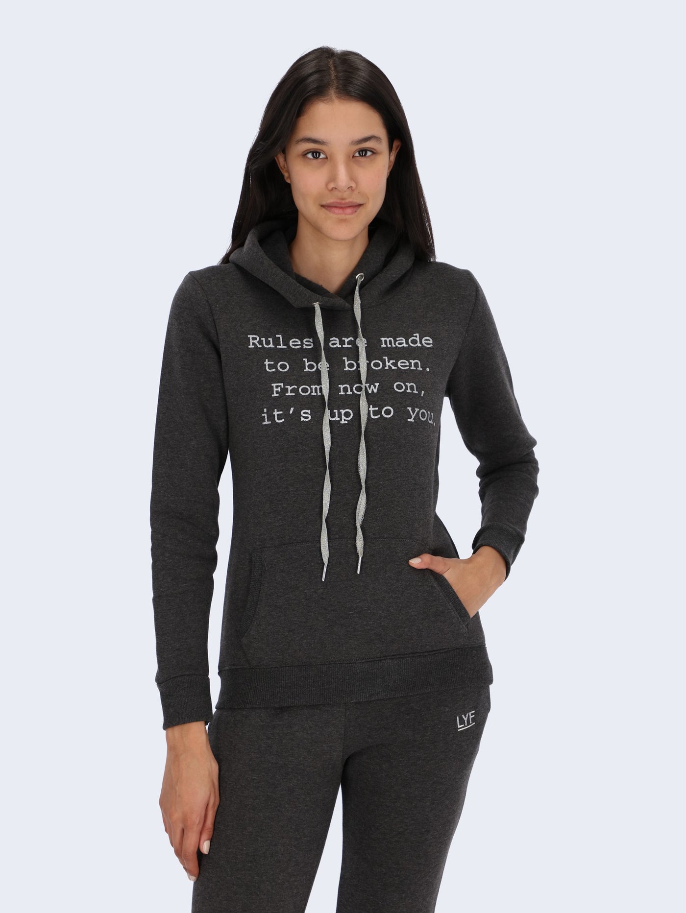 Rules Are Made Glitter Print Hoodie