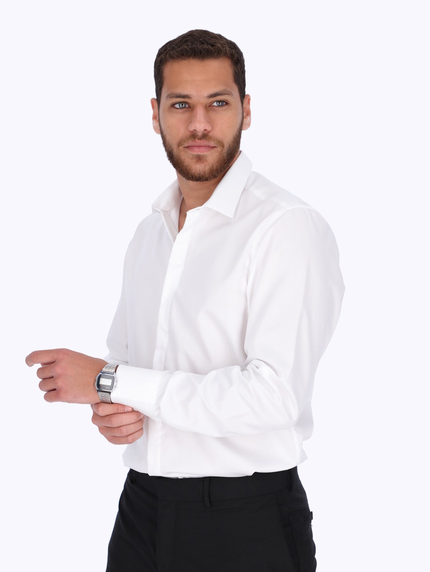 Daniel Hechter Men's Hidden Buttons Plain Shirt