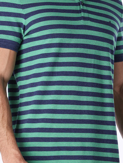 Daniel Hechter Men's Wide Horizontal Striped Polo Shirt