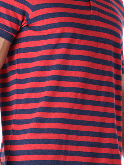 Daniel Hechter Men's Wide Horizontal Striped Polo Shirt