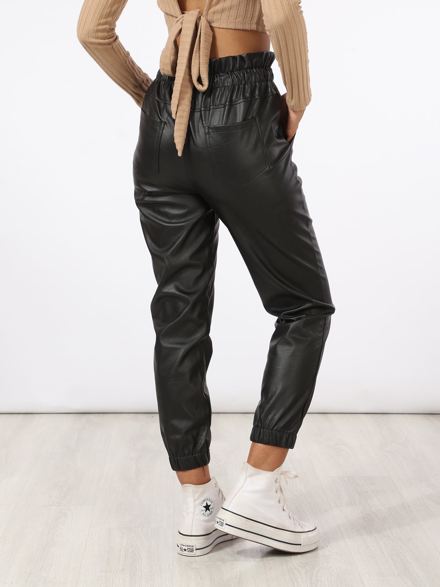 Pants - Paperbag - Faux Leather