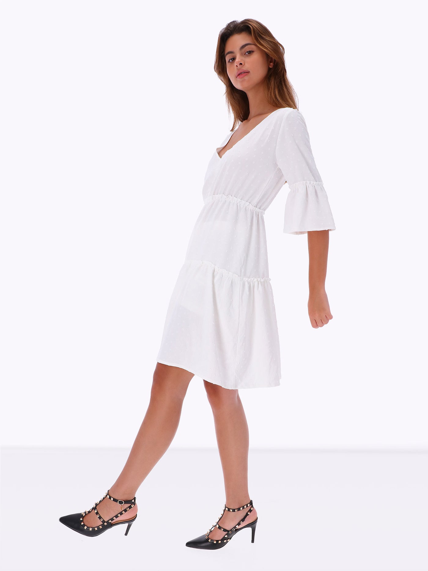Leocansa Womens Dotted Mini Length Dress