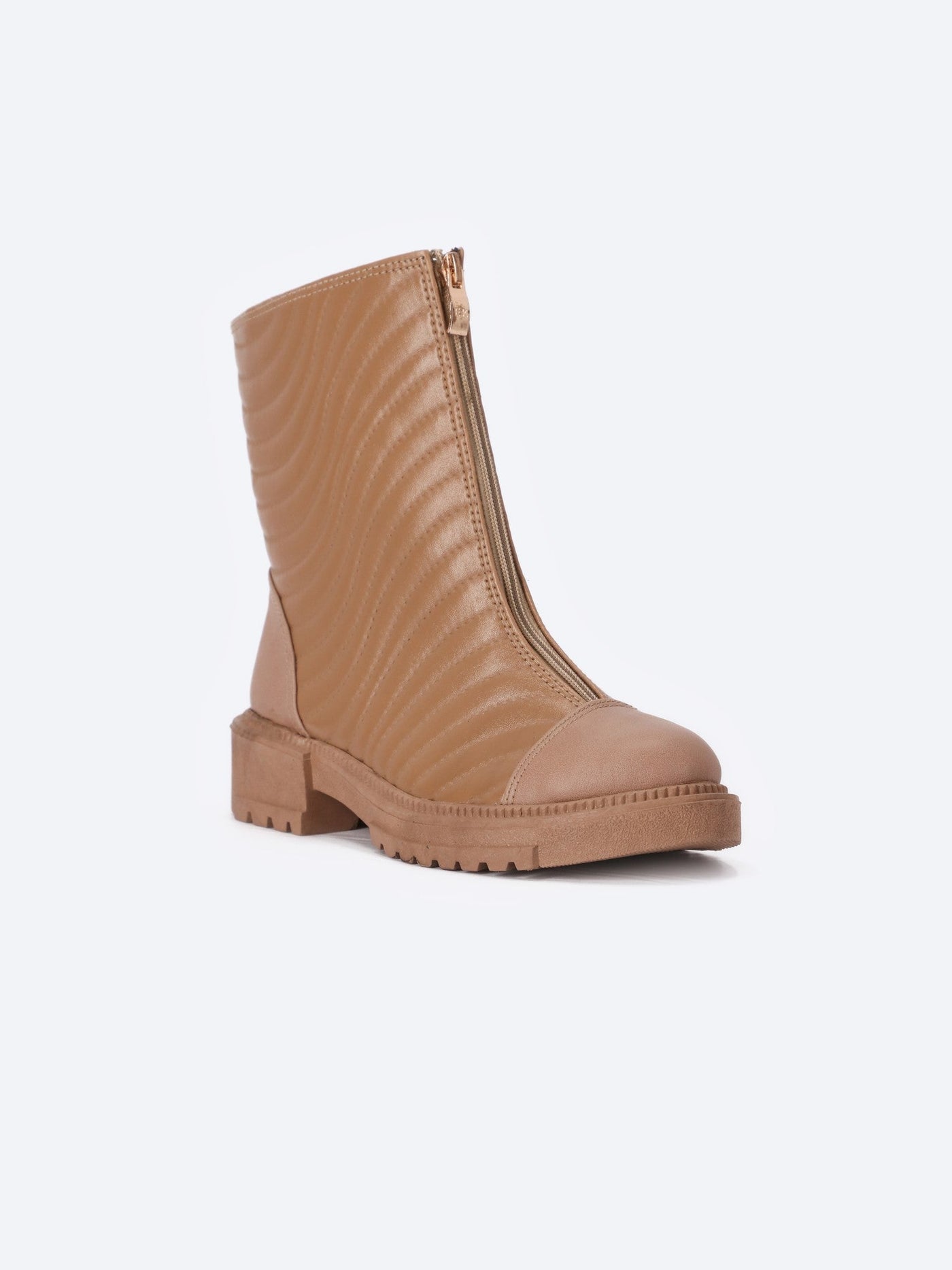 Ankle Boots - Contrast Panel - Front Zipper