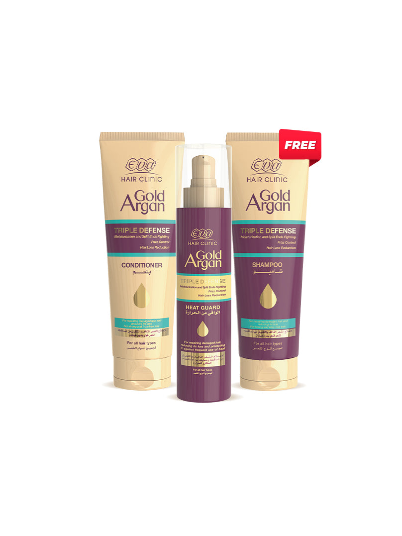 Eva Women s Eva Hair Clinic Gold Argan Heat Protectant 200 ML + Conditioner 230 ML with shampoo 230ML gift
