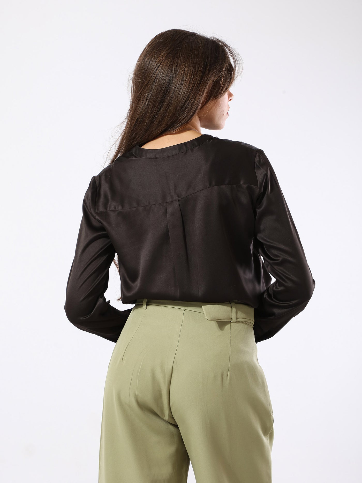 Blouse - Long Sleeves - Partial Button Placket