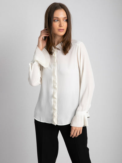 Blouse - Pleated Detail - Long Bell Sleeves
