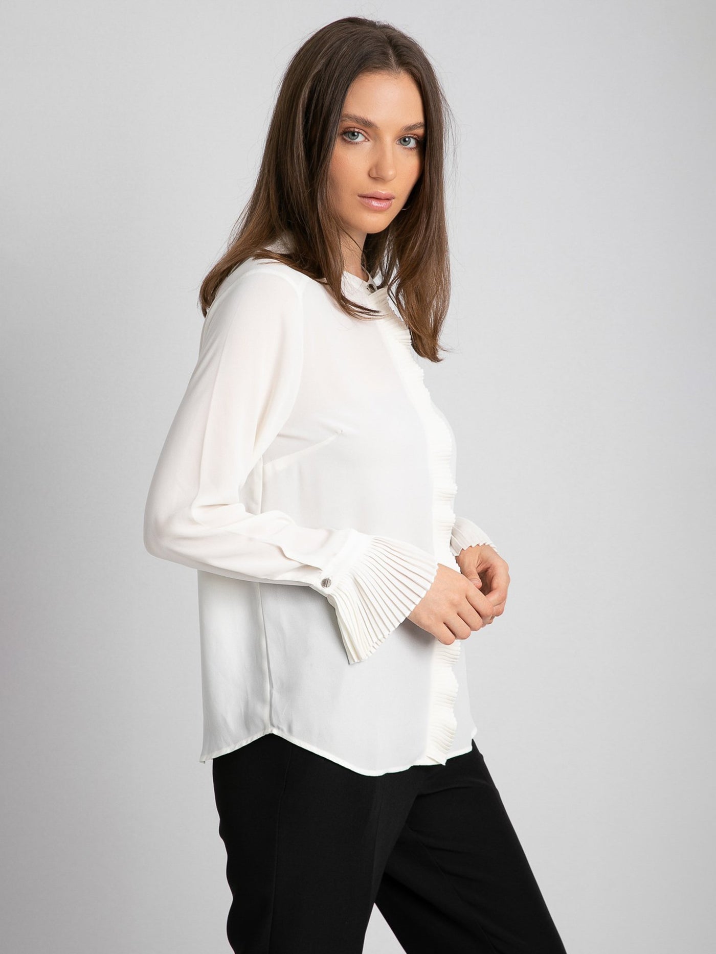Blouse - Pleated Detail - Long Bell Sleeves