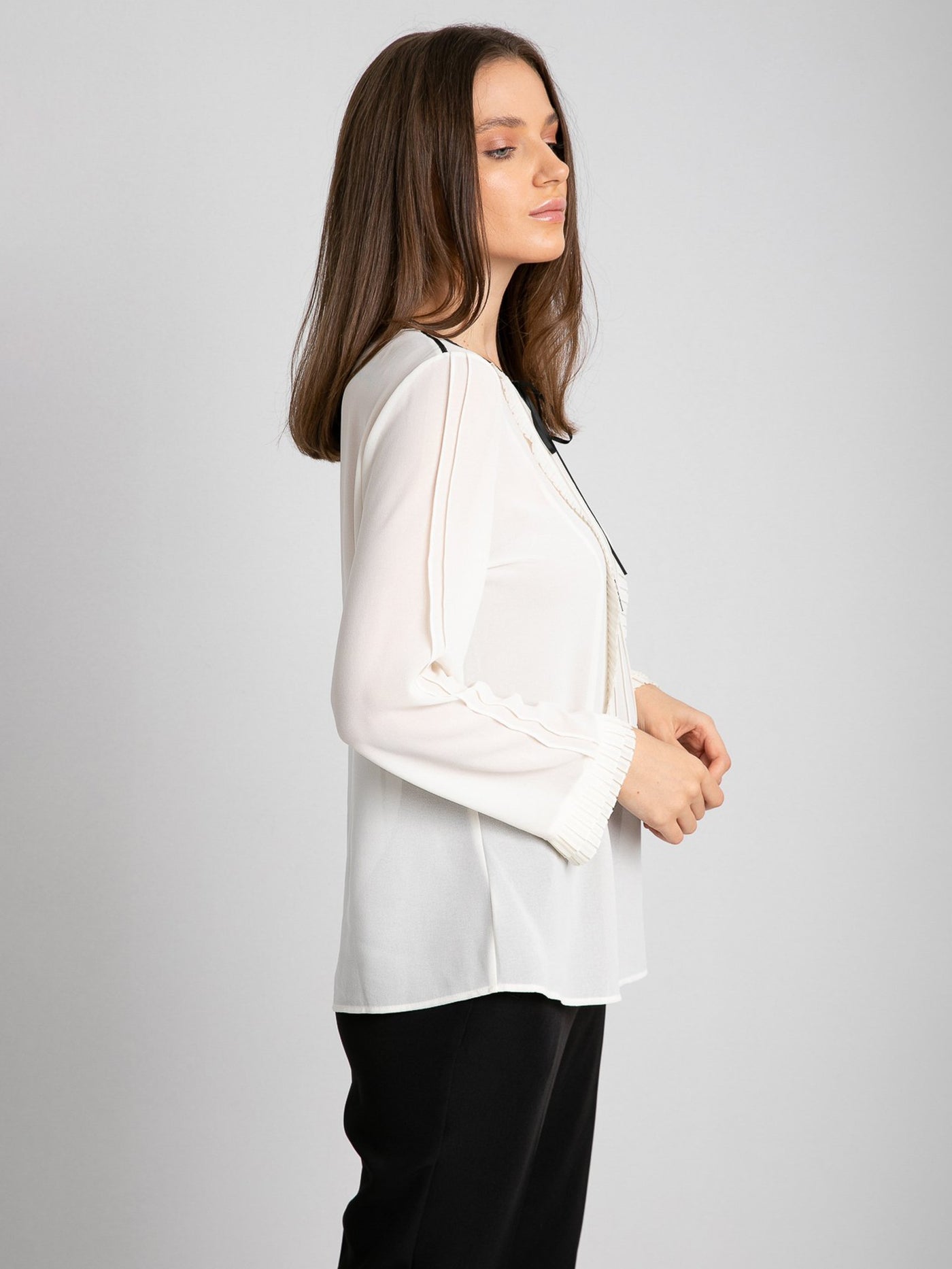 Blouse - Pleated Detail - Long Sleeves