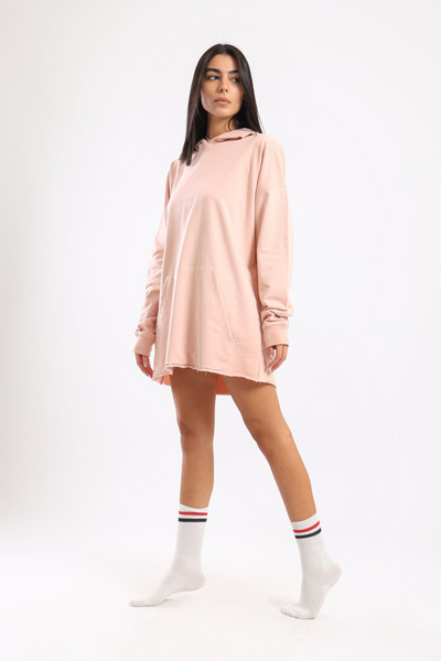 EASY DAY OVERSIZED HOODIE DRESS - BLUSH
