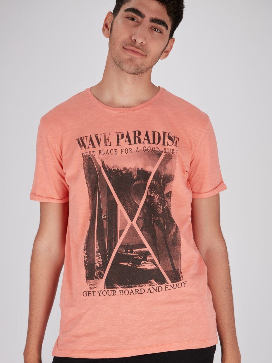 OR T-Shirts Paradise Front Print Roll-Up Short Sleeve T-Shirt