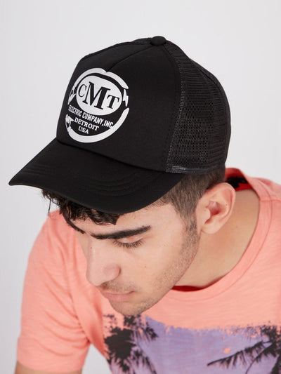 OR Hats Black / Os Front Text Print Round Net Baseball Cap