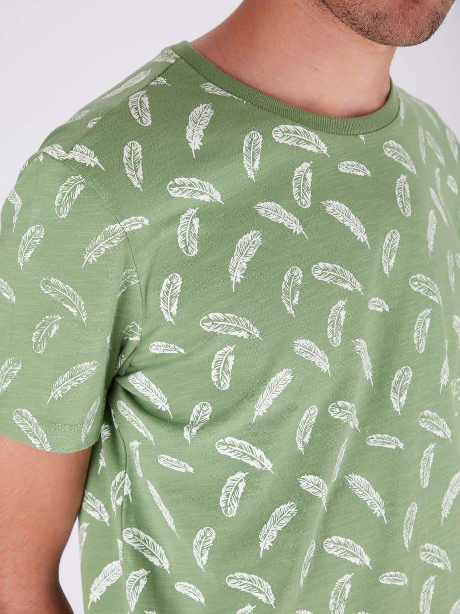 OR T-Shirts Green / S All-Over Feather Print T-Shirt