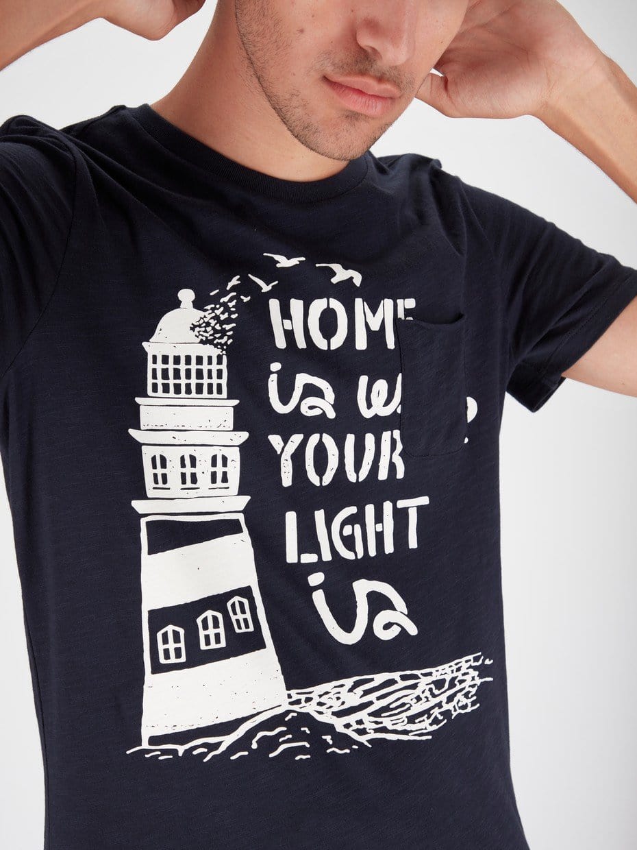 OR T-Shirts Navy / S Front Print Home Is Where Your Light Is T-Shirt