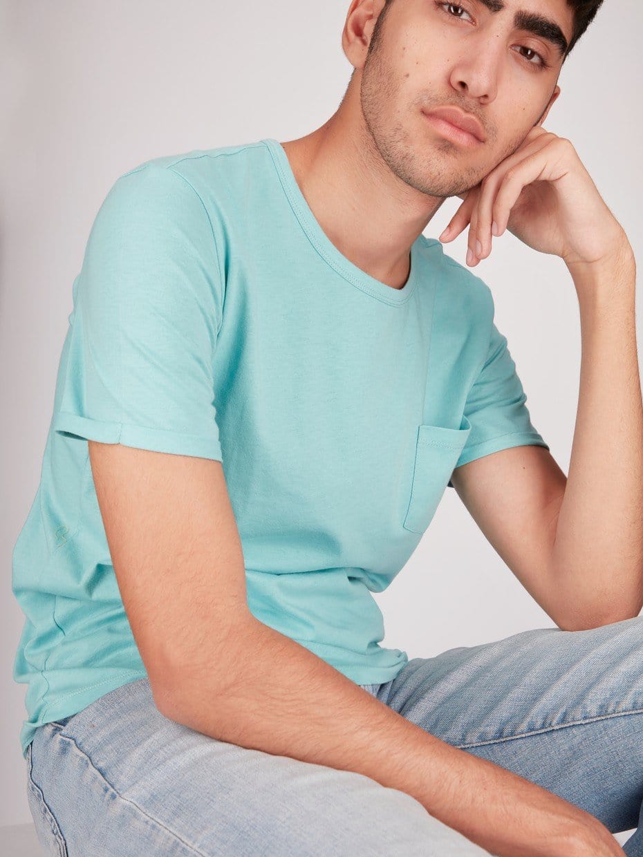 OR T-Shirts AQUA / M Roll-Up Short Sleeve T-Shirt with Chest Pocket