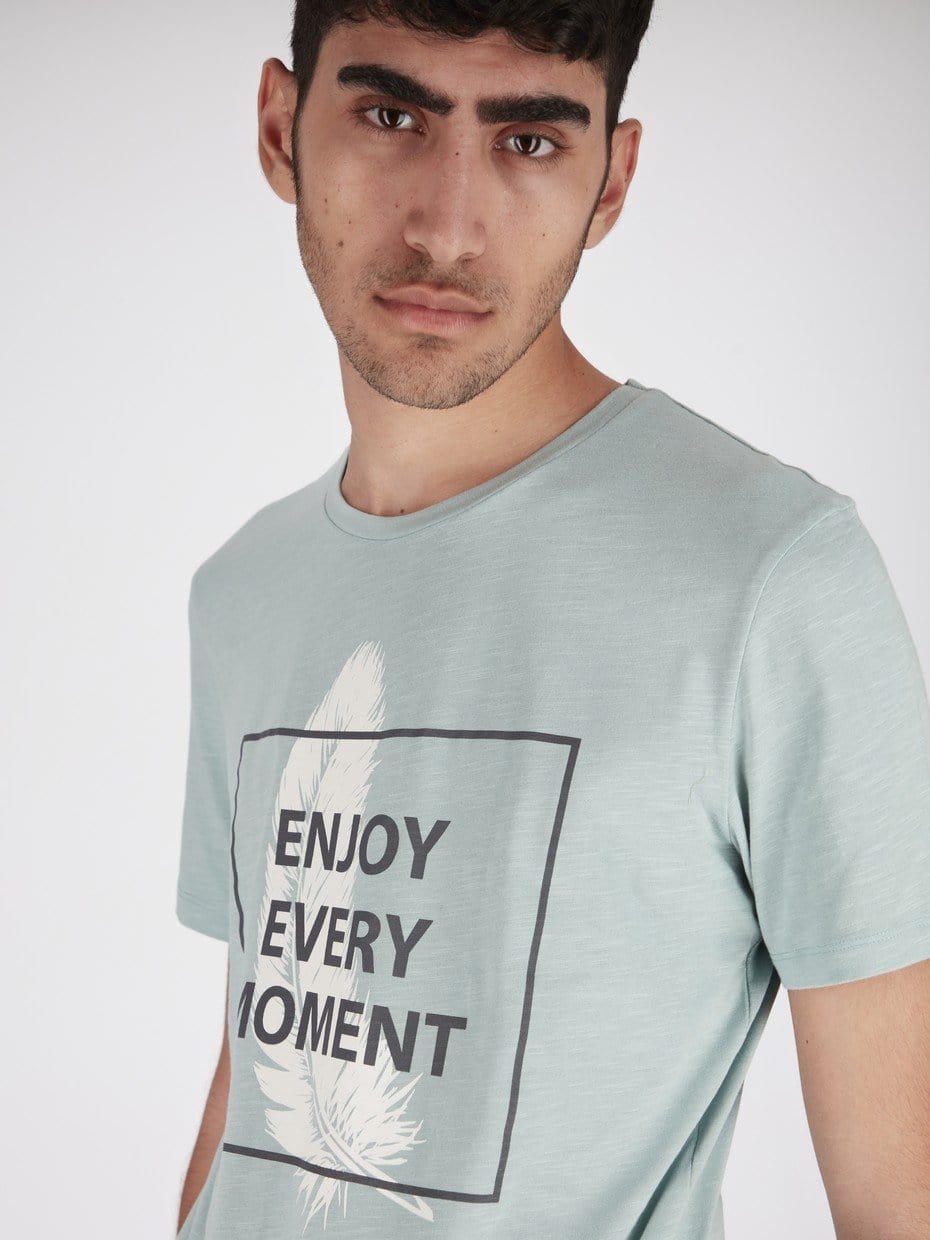 OR T-Shirts Pale Blue / M Enjoy Every Moment Front Print T-Shirt