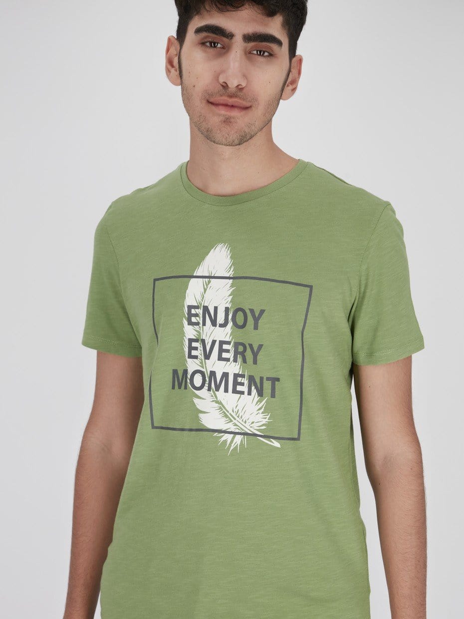 OR T-Shirts Green / S Enjoy Every Moment Front Print T-Shirt
