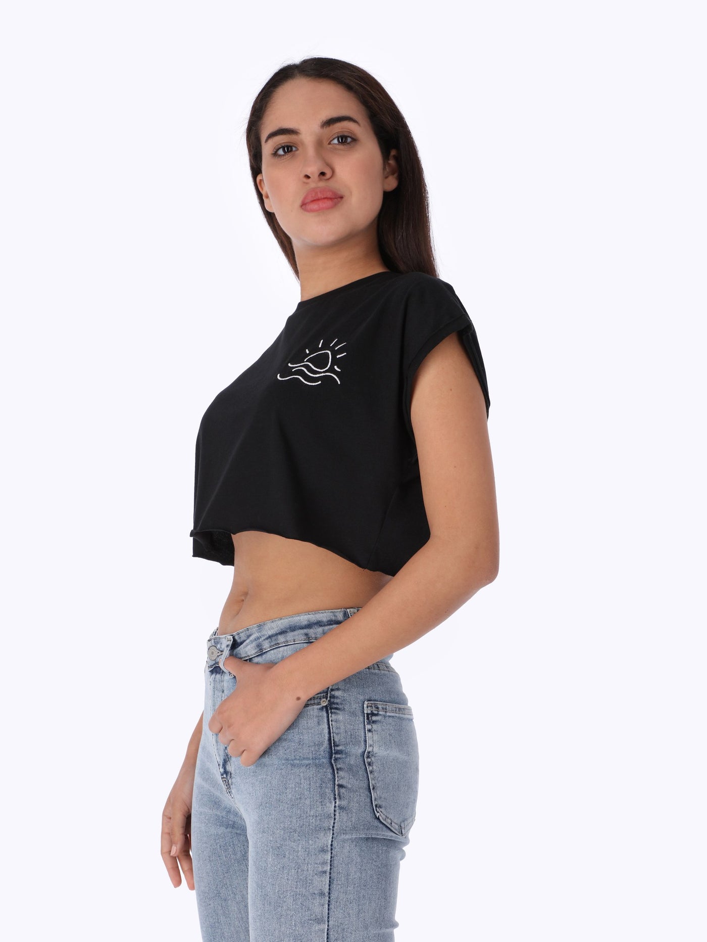 Cropped T-Shirt - Chest Print