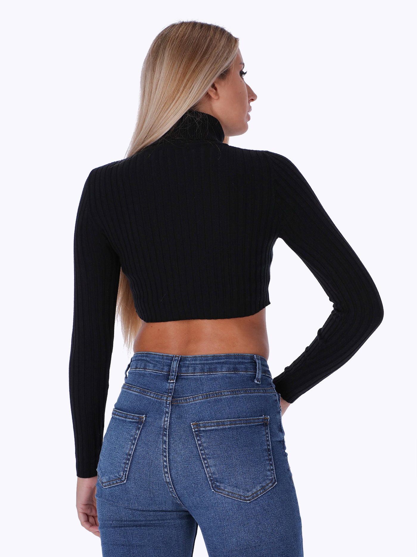 Cropped Top - High Neck - Ribbed