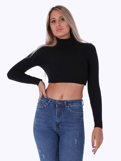 Cropped Top - High Neck - Ribbed