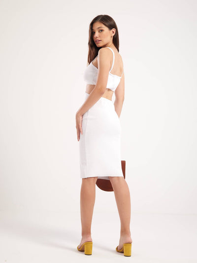 فستان بتصميم هافين - أبيض