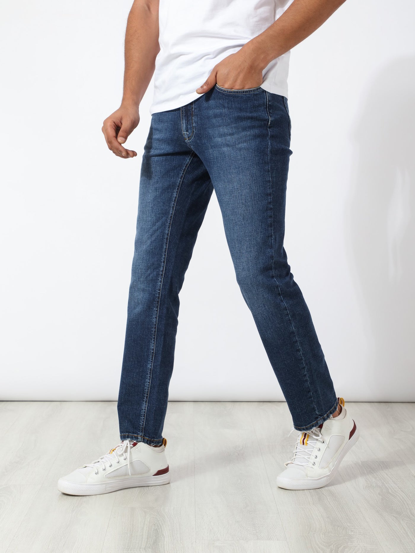 Denim Pants - Straight Fit - Washed Effect
