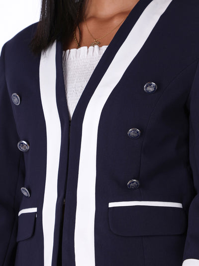 Double Breasted Blazer -  Contrast Trim