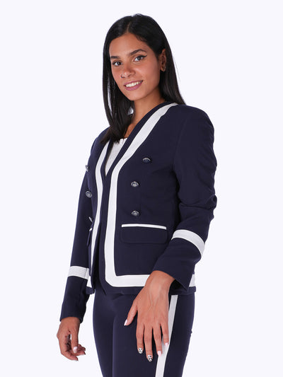 Double Breasted Blazer -  Contrast Trim