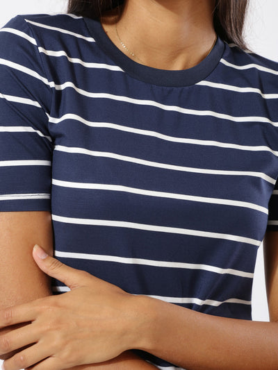 Dress - Striped - Short Sleeves