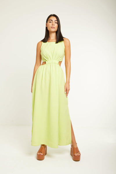 STEP OUT MAXI DRESS - LIME GREEN