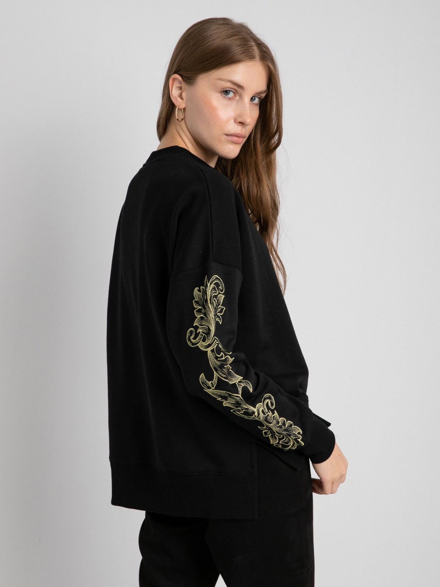 Fancy Sweatshirt - Embroidery Design on Sleeve