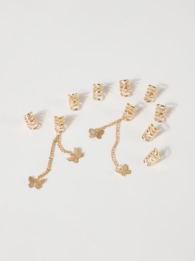 Hair Ring - Butterfly Charm - 10 Piece