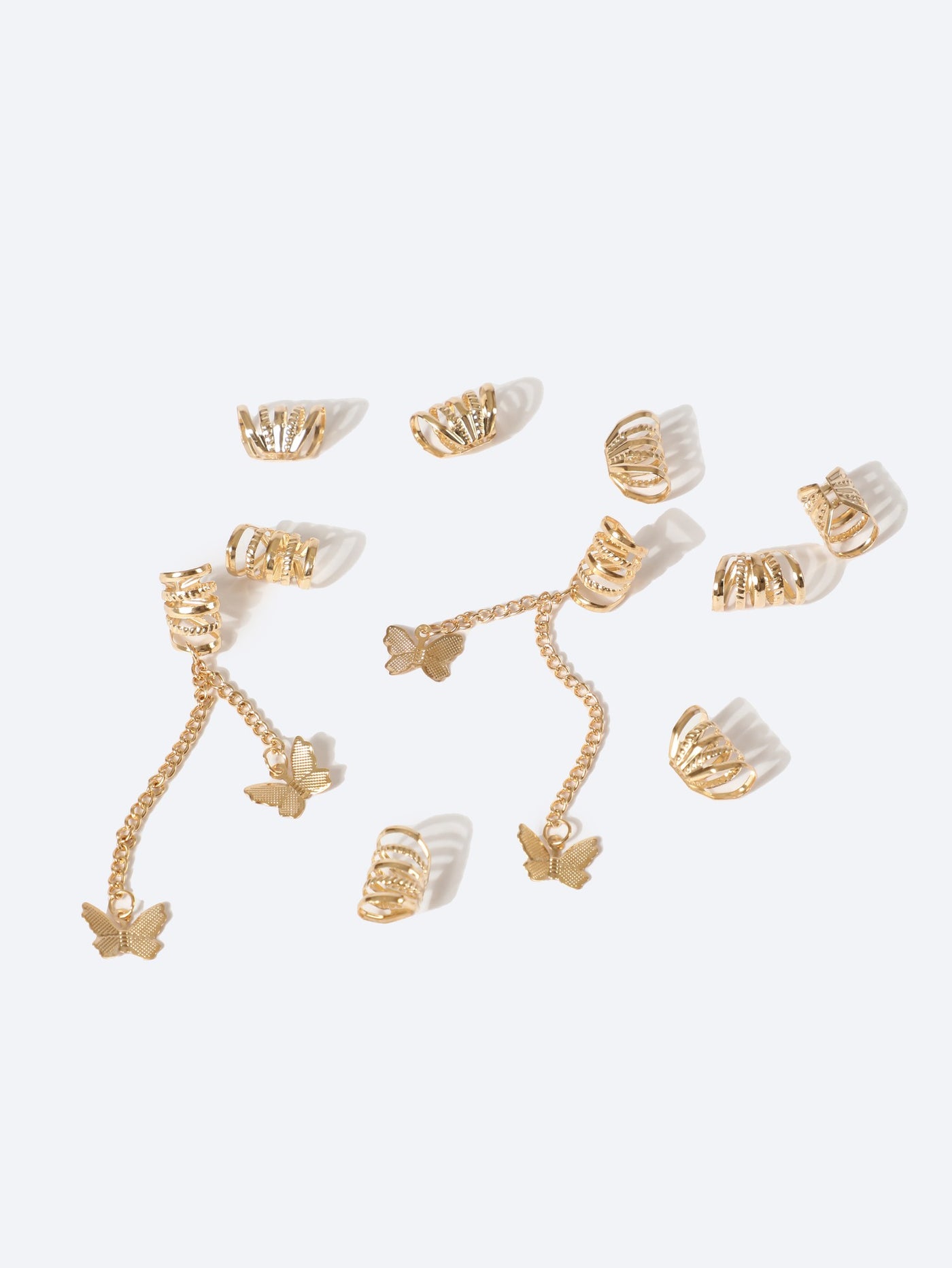 Hair Ring - Butterfly Charm - 10 Piece