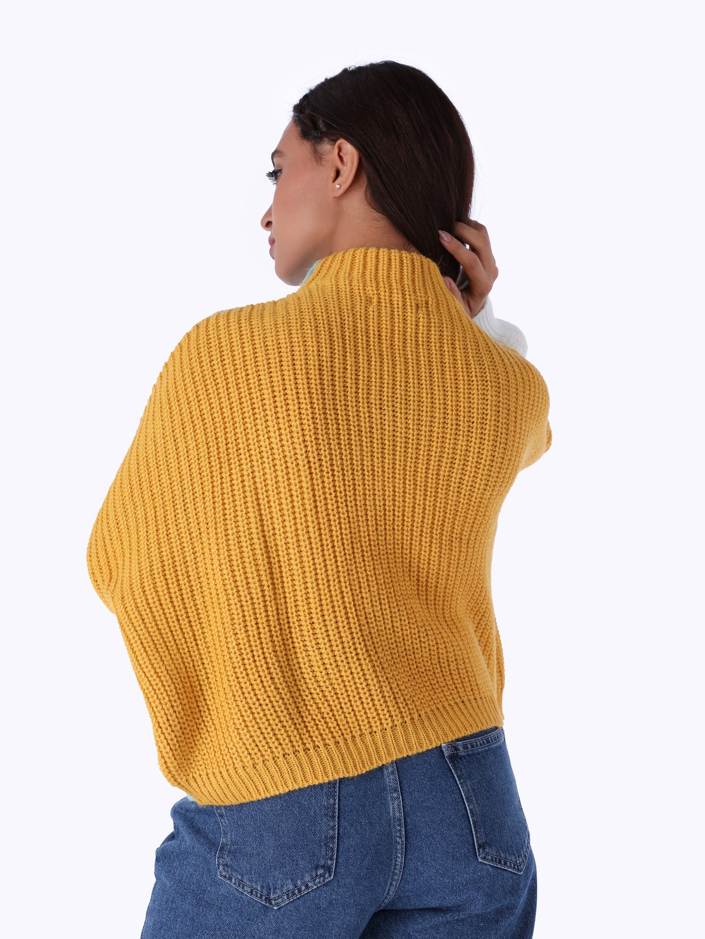High Neck Knitted Pullover - Over Sized