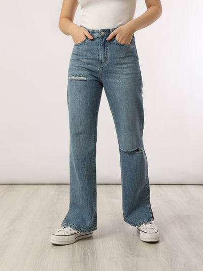 Jeans - Side Slits - Ripped