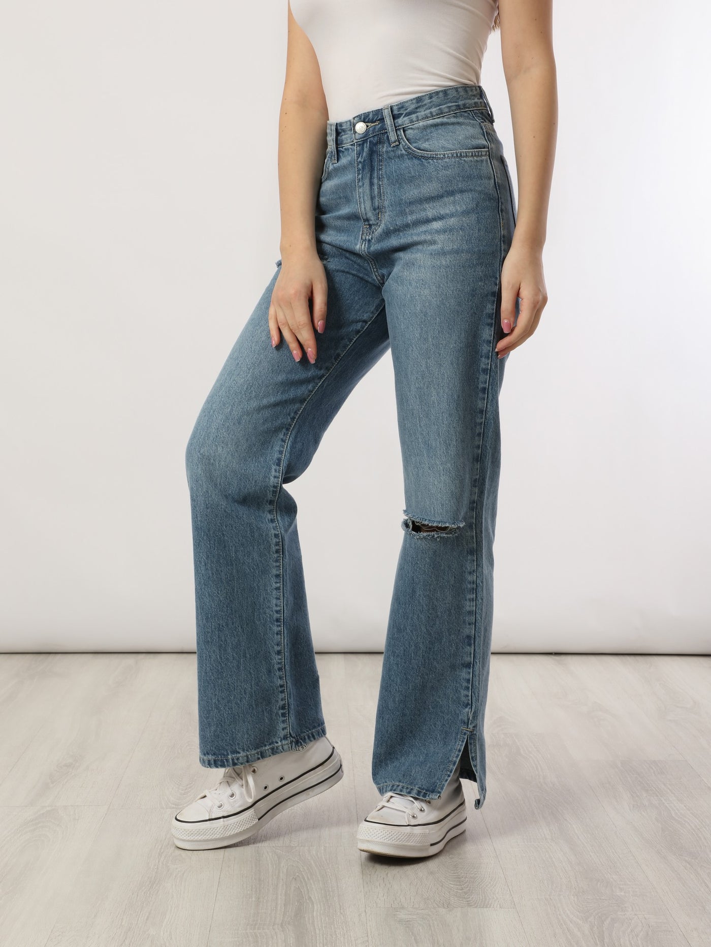 Jeans - Side Slits - Ripped
