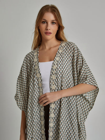 Kimono - Patterned - 3/4 Sleeves