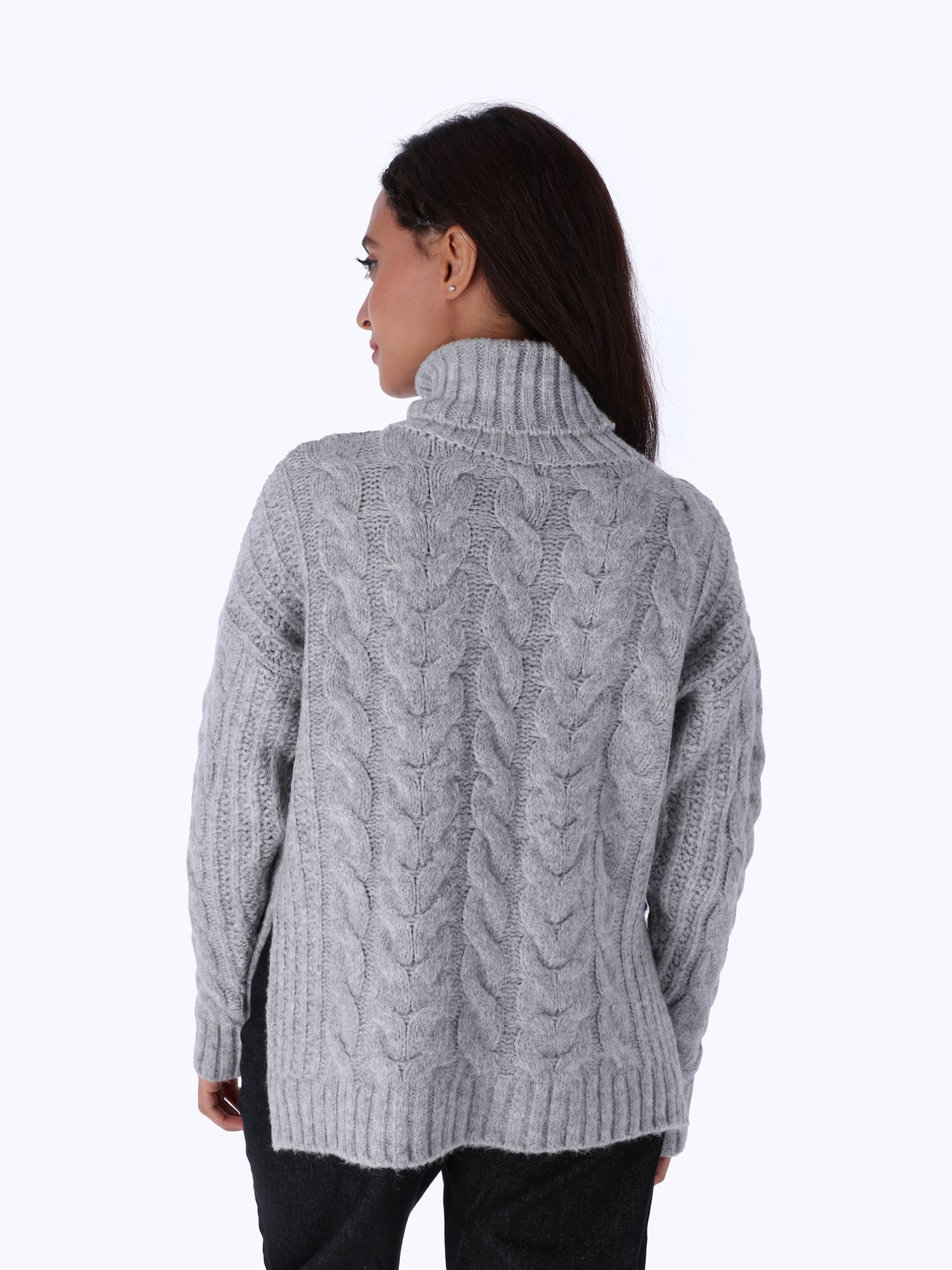 Knit Braided Pullover - Turtle Neck