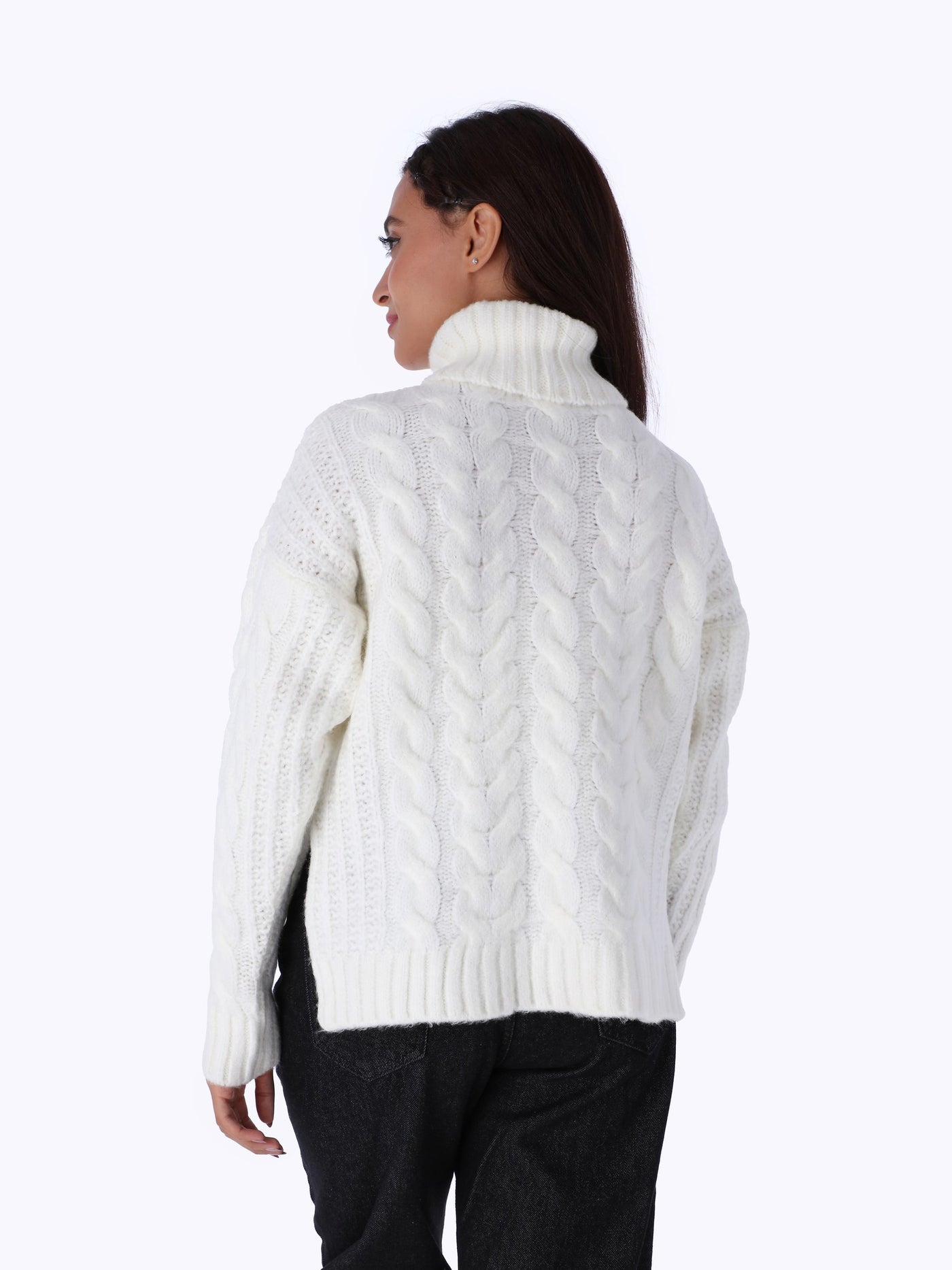 Knit Braided Pullover - Turtle Neck