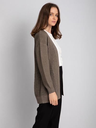 Knitted Cardigan - Chunky Style - Lurex Material
