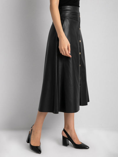 Leather Skirt - A-Line - Midi Length