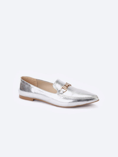 Loafer Shoes - Pointed Toe - Embellished Horsebit Detail