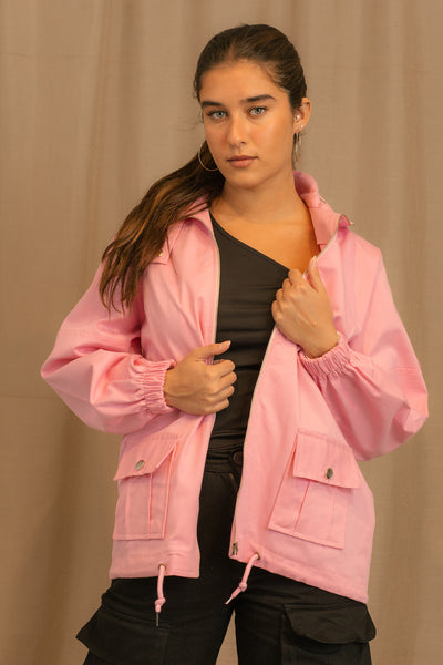 Oversized Jacket - Gabardine Material - Pink