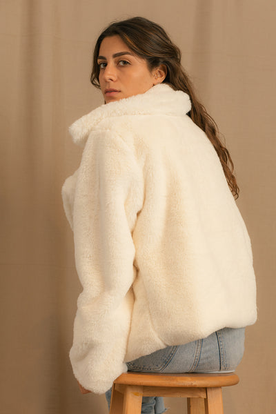Warm Jacket - Faux Fur - White