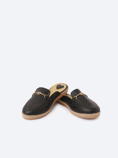 Mules - Flat - Open Back - Textured