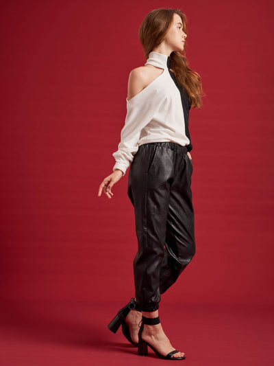 Mya Cargo Pants - Leather Material