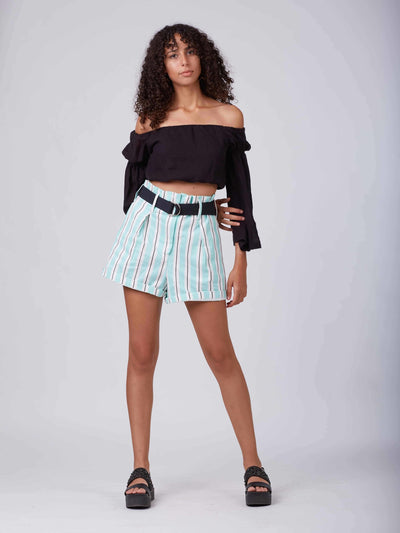 Oversized Shorts - High Rise - Striped