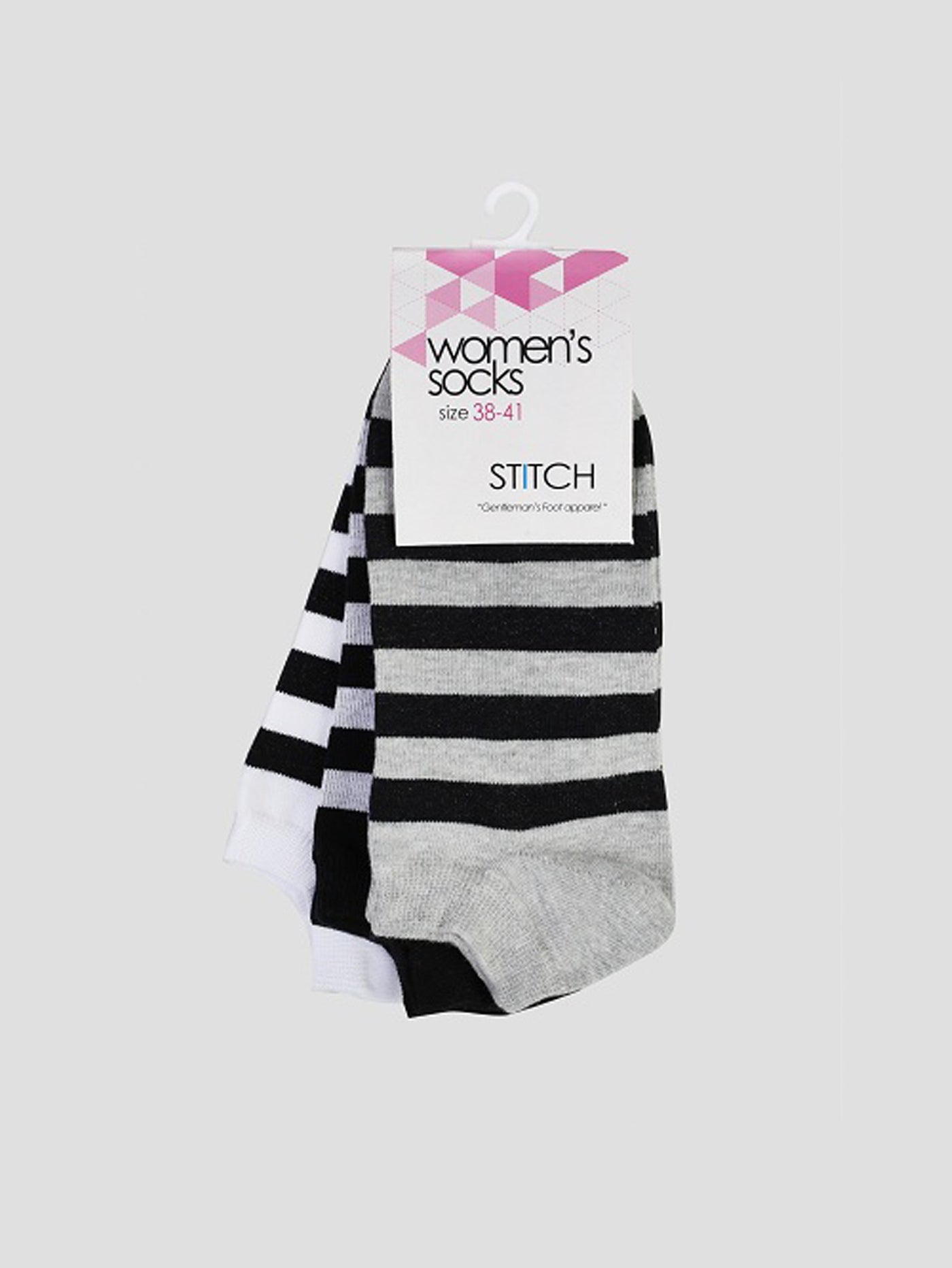 Stitch Women's Pack of 3 Lycra Socket Striped Socks