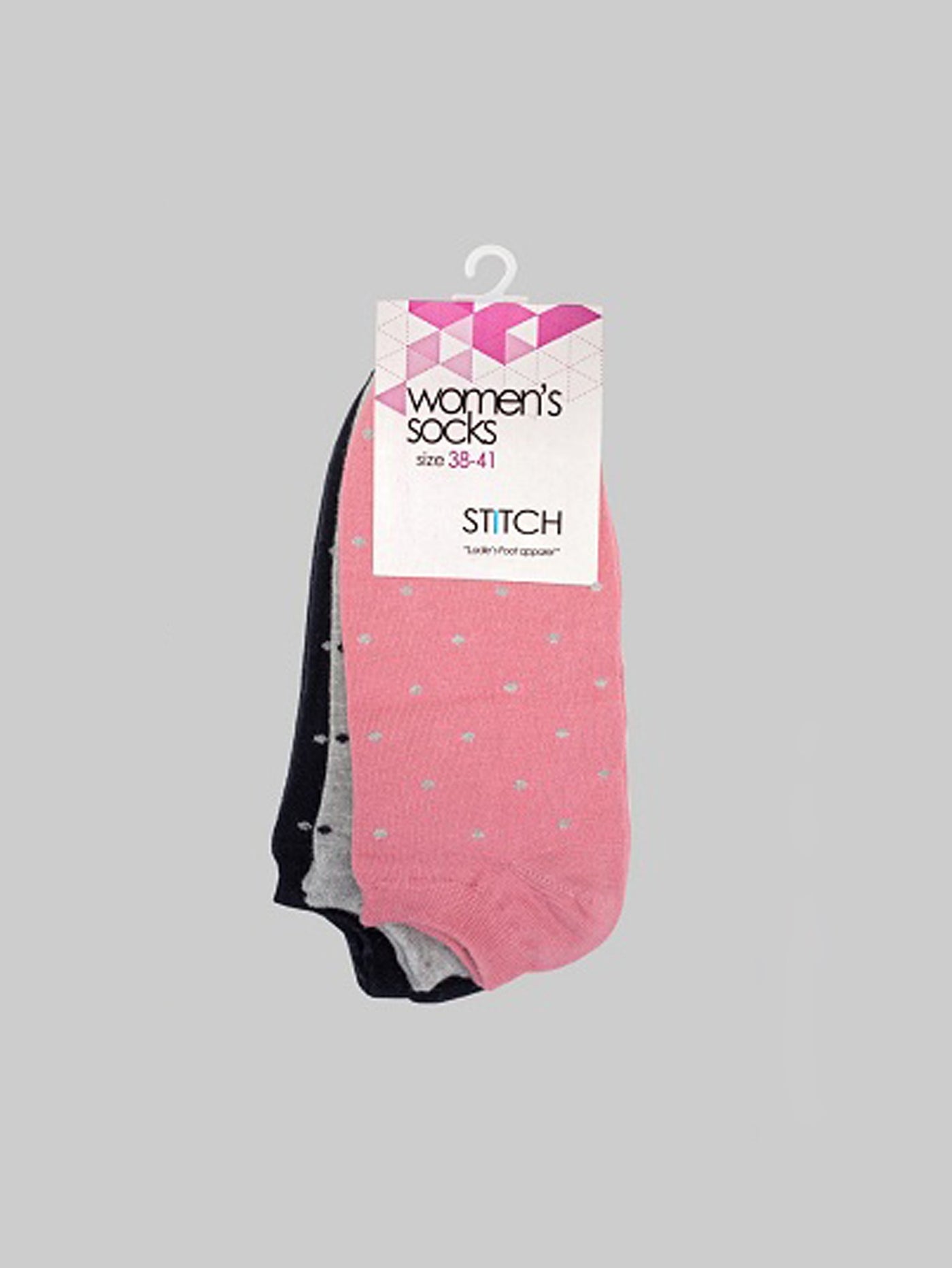 Stitch Women's Pack of 3 Lycra Socket Dotted Socks